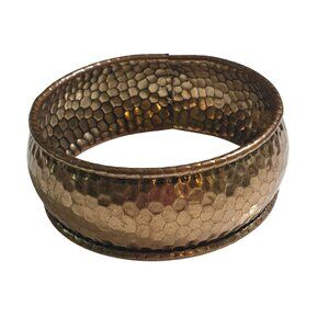 Rustic Vintage Style Hammered Copper Bracelet Distressed Finish Wide Band Design